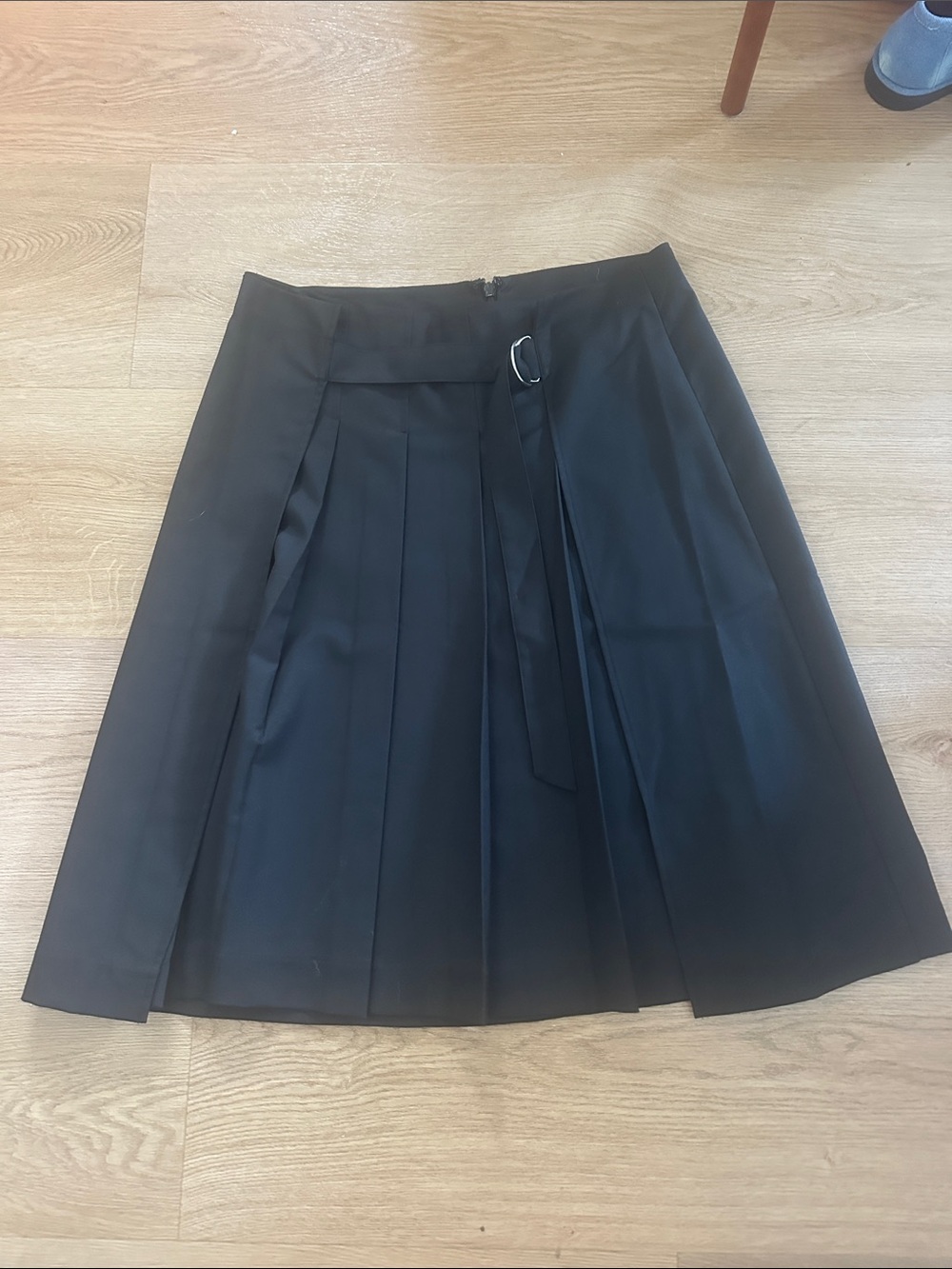 Modern Citizen Black A-Line Pleated Skirt with Side D-Ring